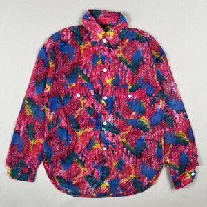 Vintage Nortex Shirt Women's Small Life Multicolor Drip Snap‎ Collared Top